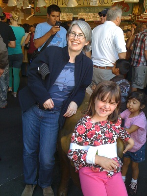 me and Abby with Rachel the pig